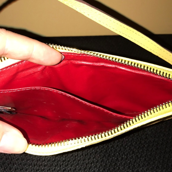 Dooney and Bourke Yellow Leather Wristlet - Picture 5 of 7